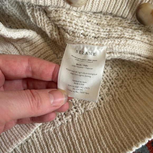 Sezane Cream Cable Knit Cardigan - Picture 4 of 4